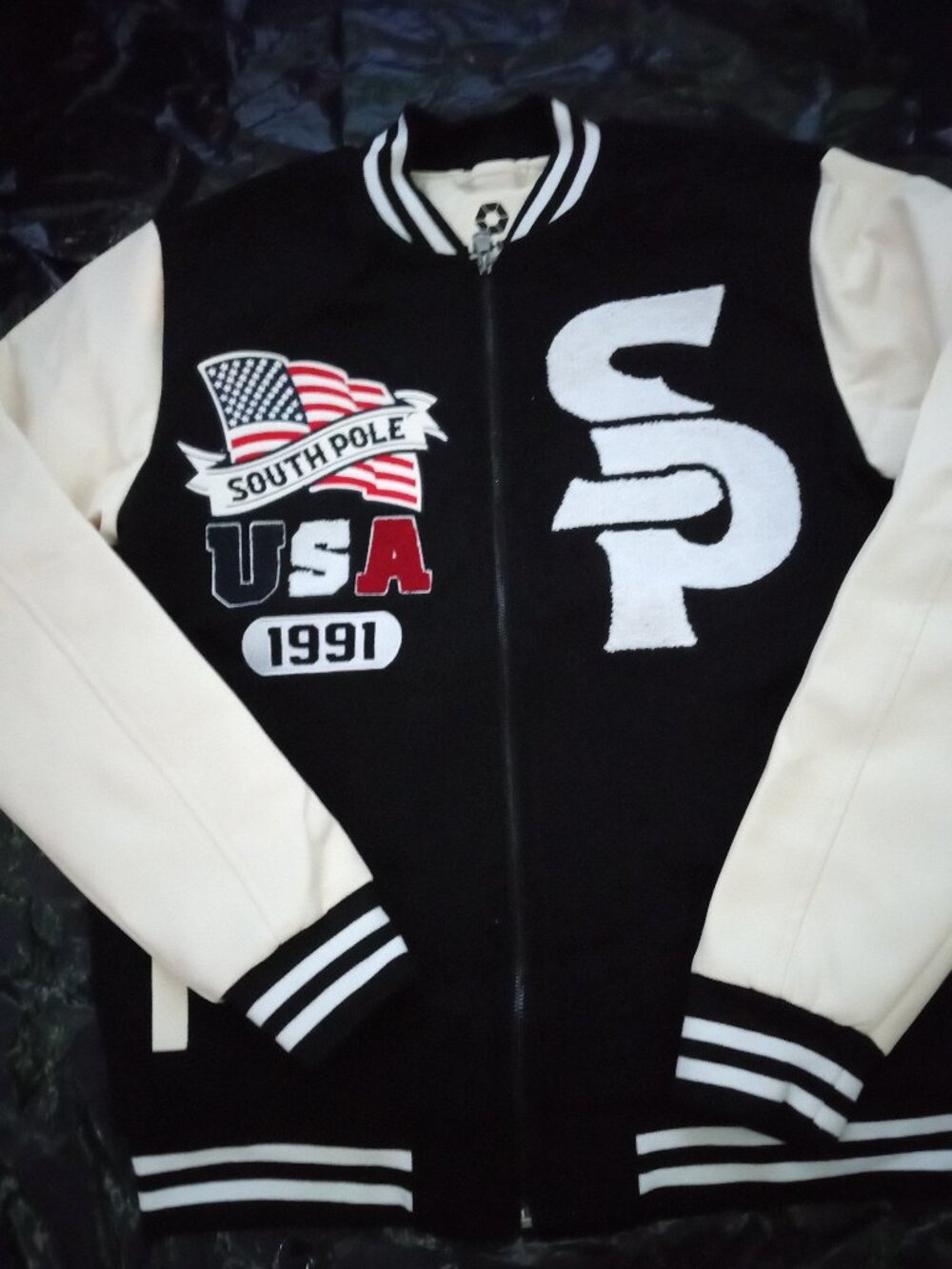 (NWOT) South Pole Cream/Black/Red Varsity Jacket